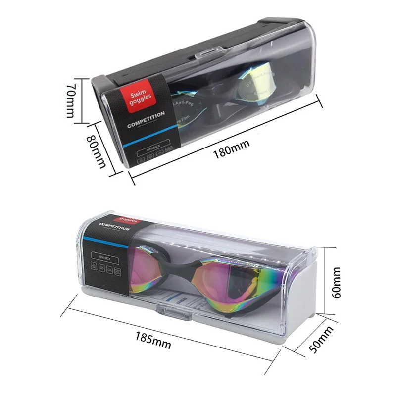AMZ Hot Silicone Professional Waterproof Electroplate Anti-fog Swim Glasses UV Men Women Eyewear Swimming Goggles with Case