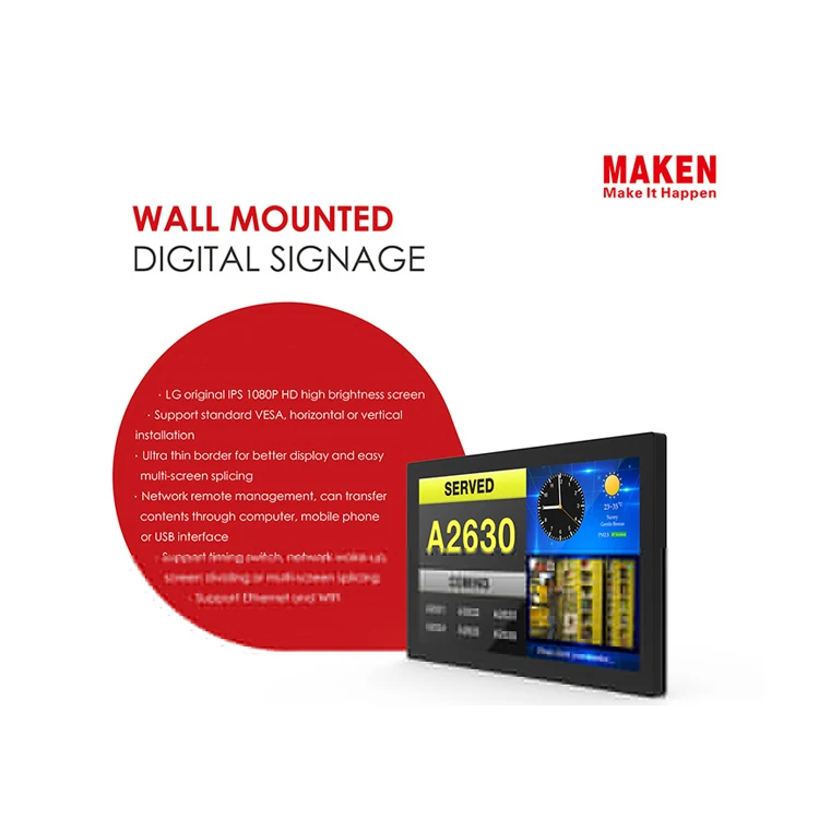 1080P HD High Brightness Display Wall Mounted Windows Android 21.5 LCD Advertising Digital Signage Display at Low Market Price