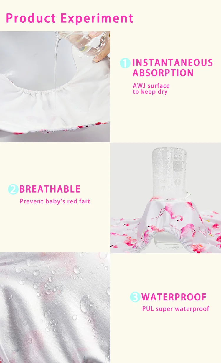 Free Samples All In One AWJ Babies Cloth Nappies Washable Wholesale Reusable AWJ Baby Cloth Diaper