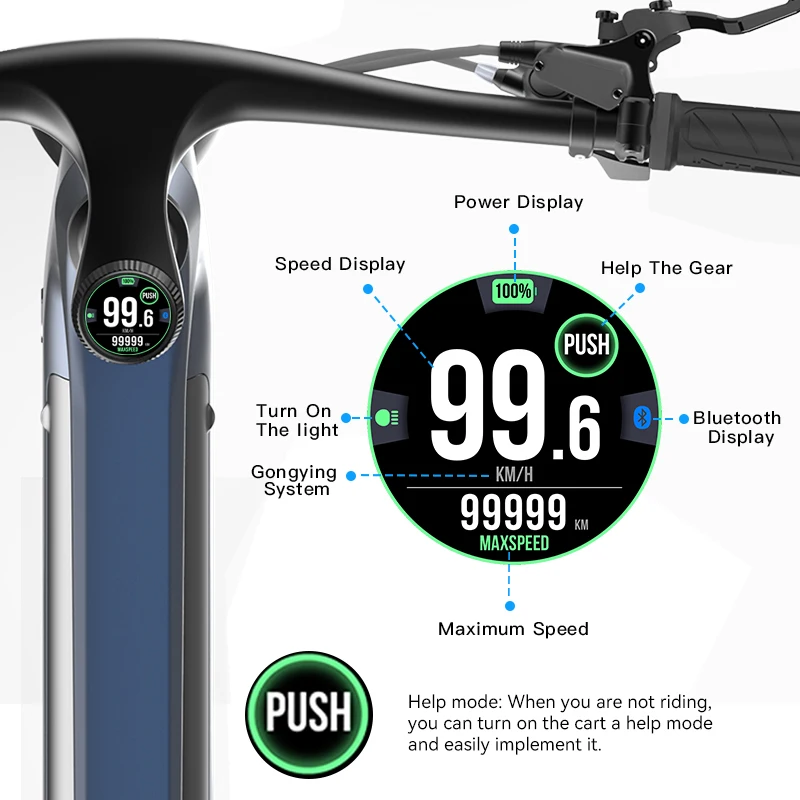 New App Control Bike Dashboard and Odometer TFT Touch Screen Bike Computer Rainproof E-bike Computer