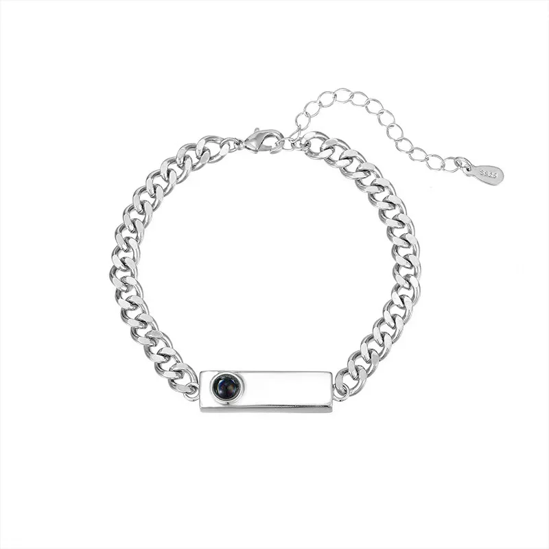 Couple Bracelet 100 languages I Love You Engraved name Photo Color projection Cuban Chain bracelet