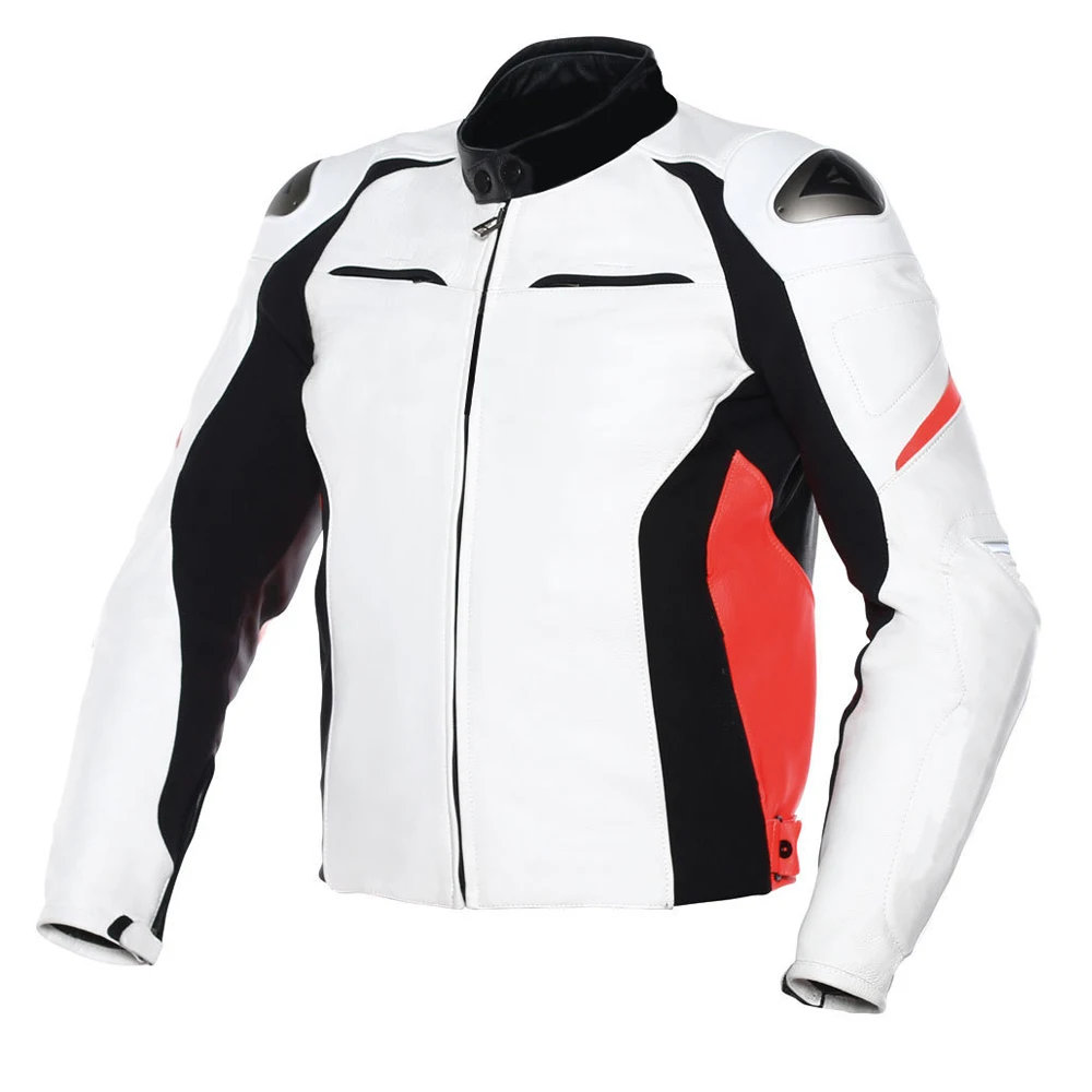 New arrival custom windproof casual White riding biker motorcycle men leather jackets stylish fashion genuine leather jackets