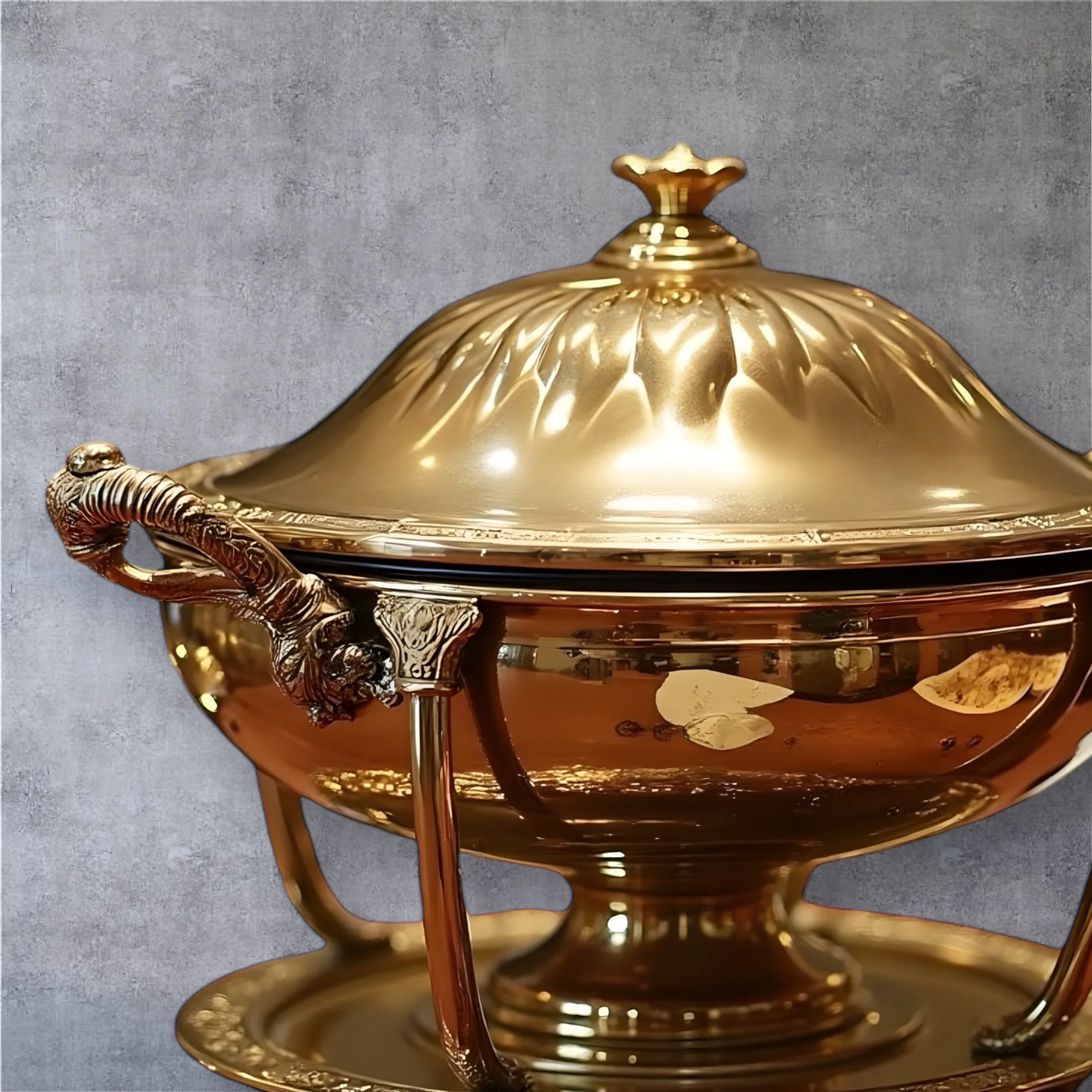 Высококачественная Роскошная латунная тарелка для жарки и из нержавеющей стали буфета подогреватель сервировочные блюда с крышкой Подставка свадьбы