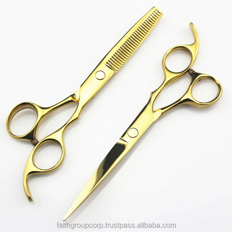 professional Japan 440c 5.5 6 ' gold cut hair scissors haircut thinning barber haircutting cutting shears hairdressing scissors