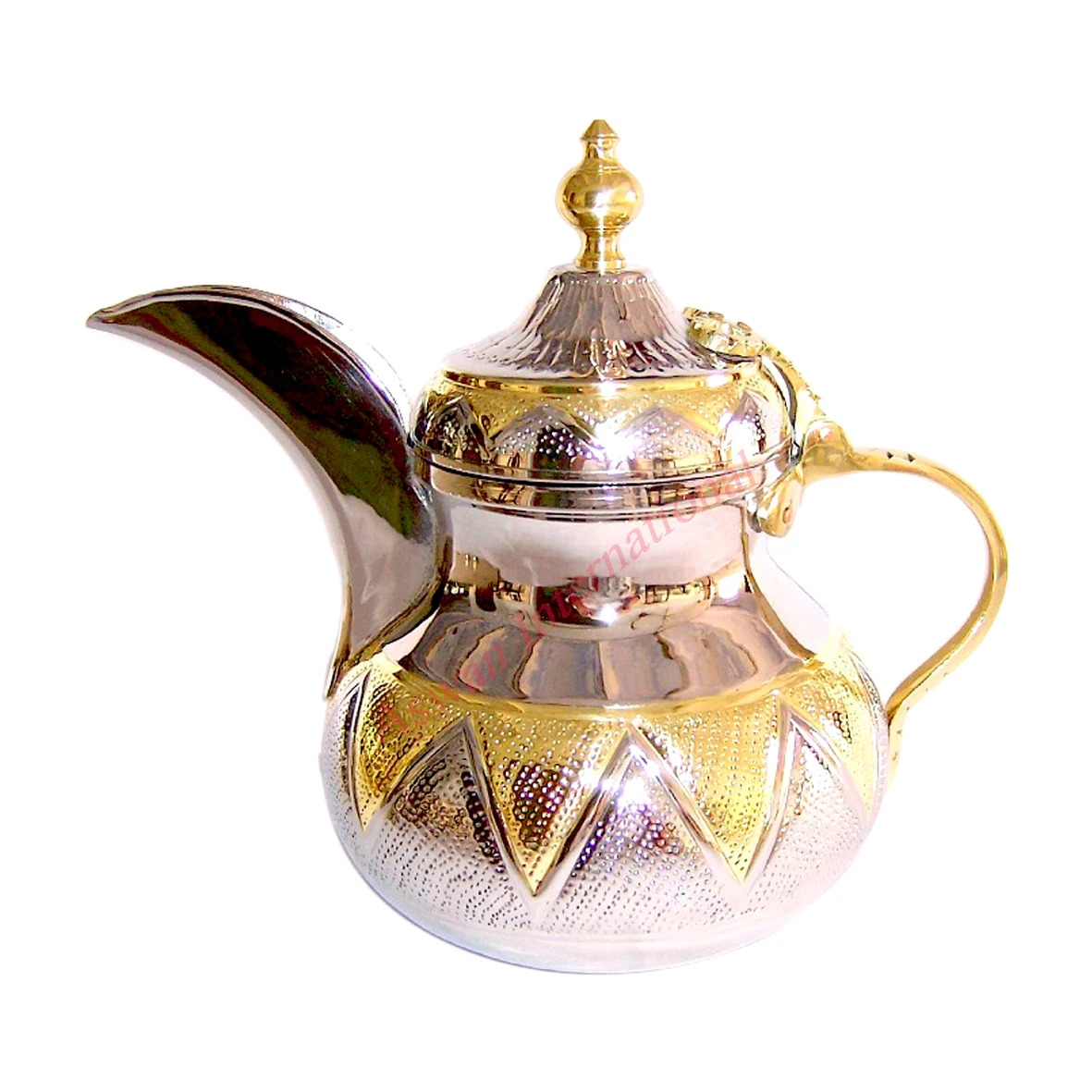 Dallah Hammered Brass Arabic Coffee Pot Gold Color Arabic Tea and Coffee Sets With Customized Logo and Packaging Kitchen Item