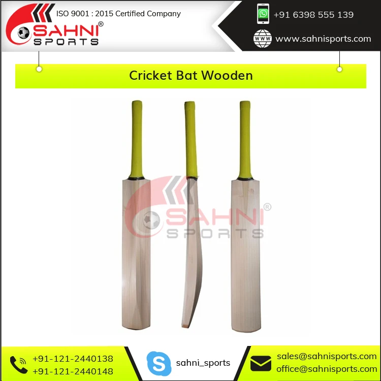 Top Quality Poplar Willow Made Well Crafted and Shape Short Handle Wooden Cricket Bat for Tennis Ball, Wind Ball & Plastic Ball