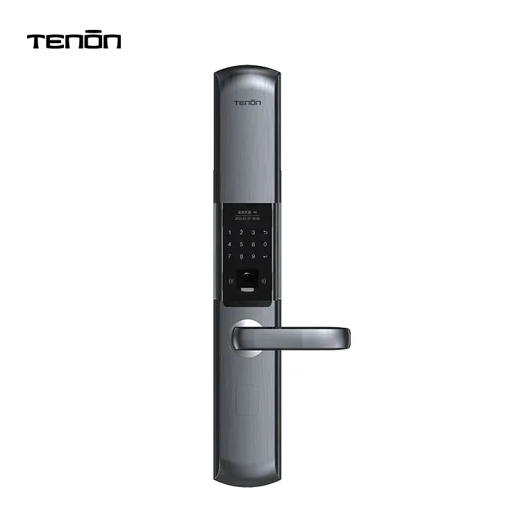Apartment Keyless Intelligent Door Handle Lock Lever Digital Fingerprint Password Electric Smart Key Door Lock