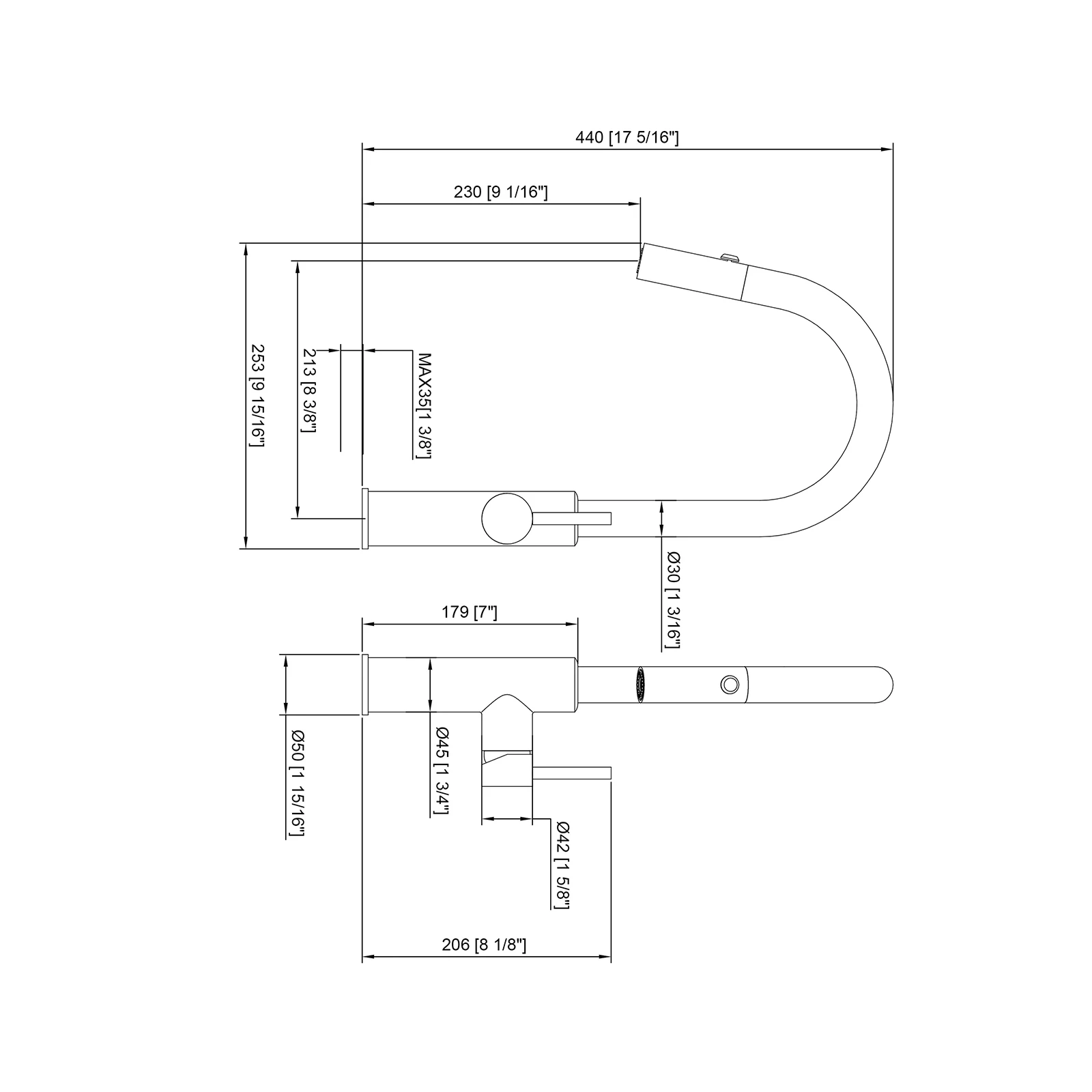 Stainless Steel Pull Out Kitchen Faucet - Modern Design with Flexible Hose, Pull Down Sprayer, and Hot/Cold Water Control