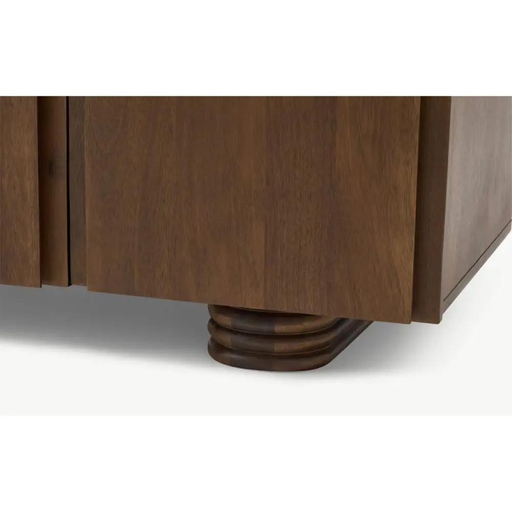 modern luxury vintage antique royal  living room walnut colour ribbed wood folding legs 4 doors sideboard cabinet