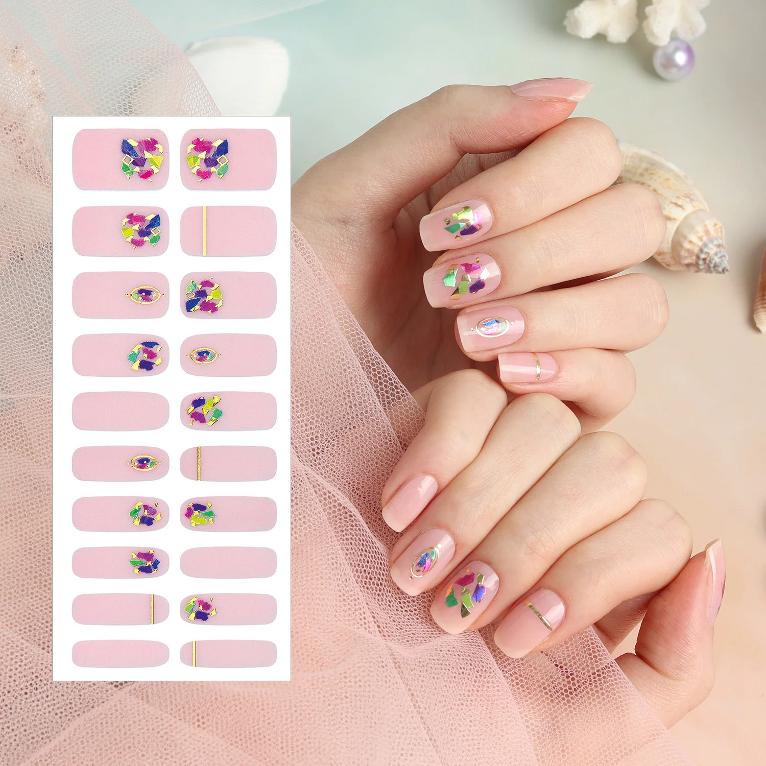 ShineB Gel Nail Strips #45769 Best selling Prism Pink easy nail sticker Salon High Quality made in korea Fashion item Decoration