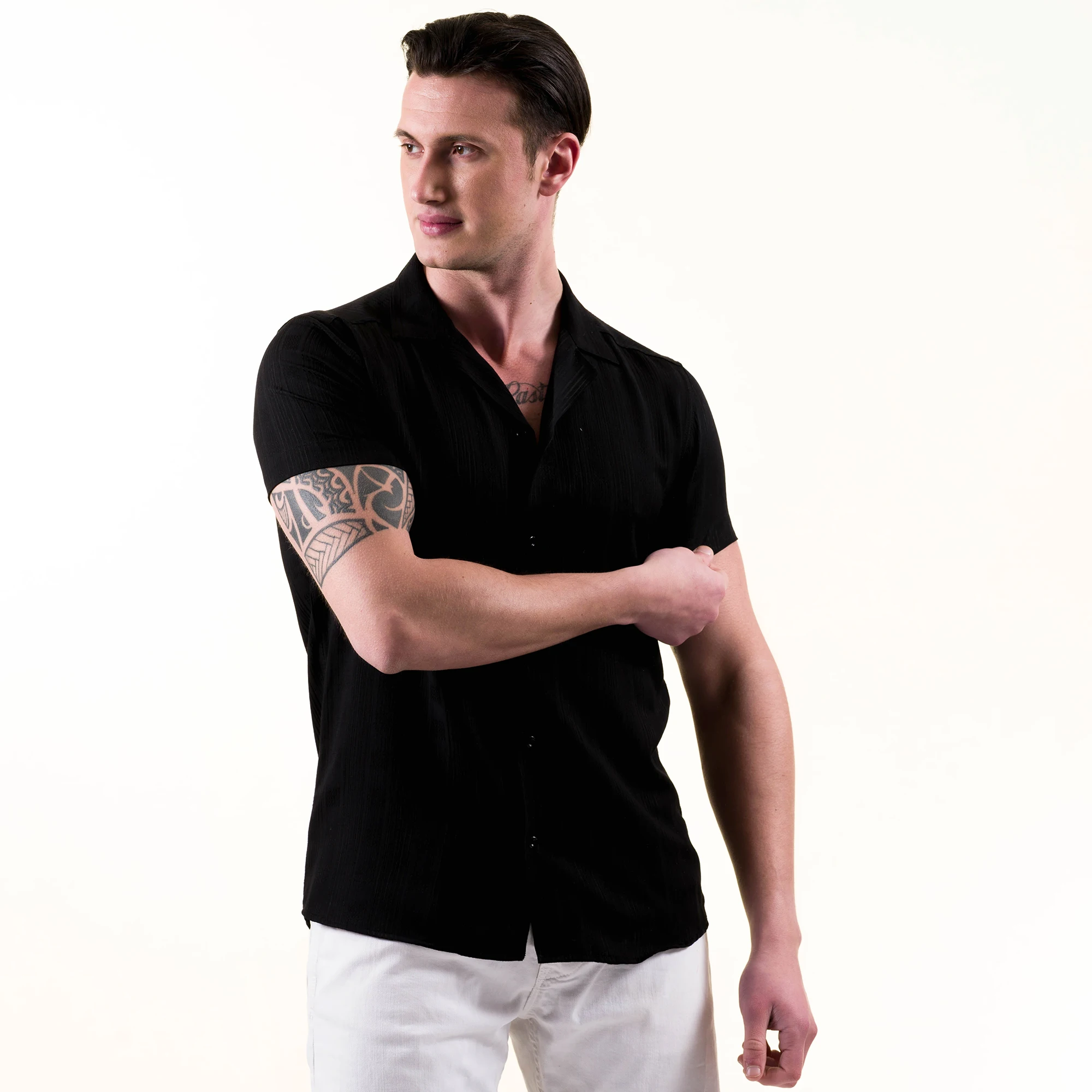 Custom Casual Button Down Shirts Short Sleeve Striped Summer Vintage Beach Vacations for Men shirt made in Turkey