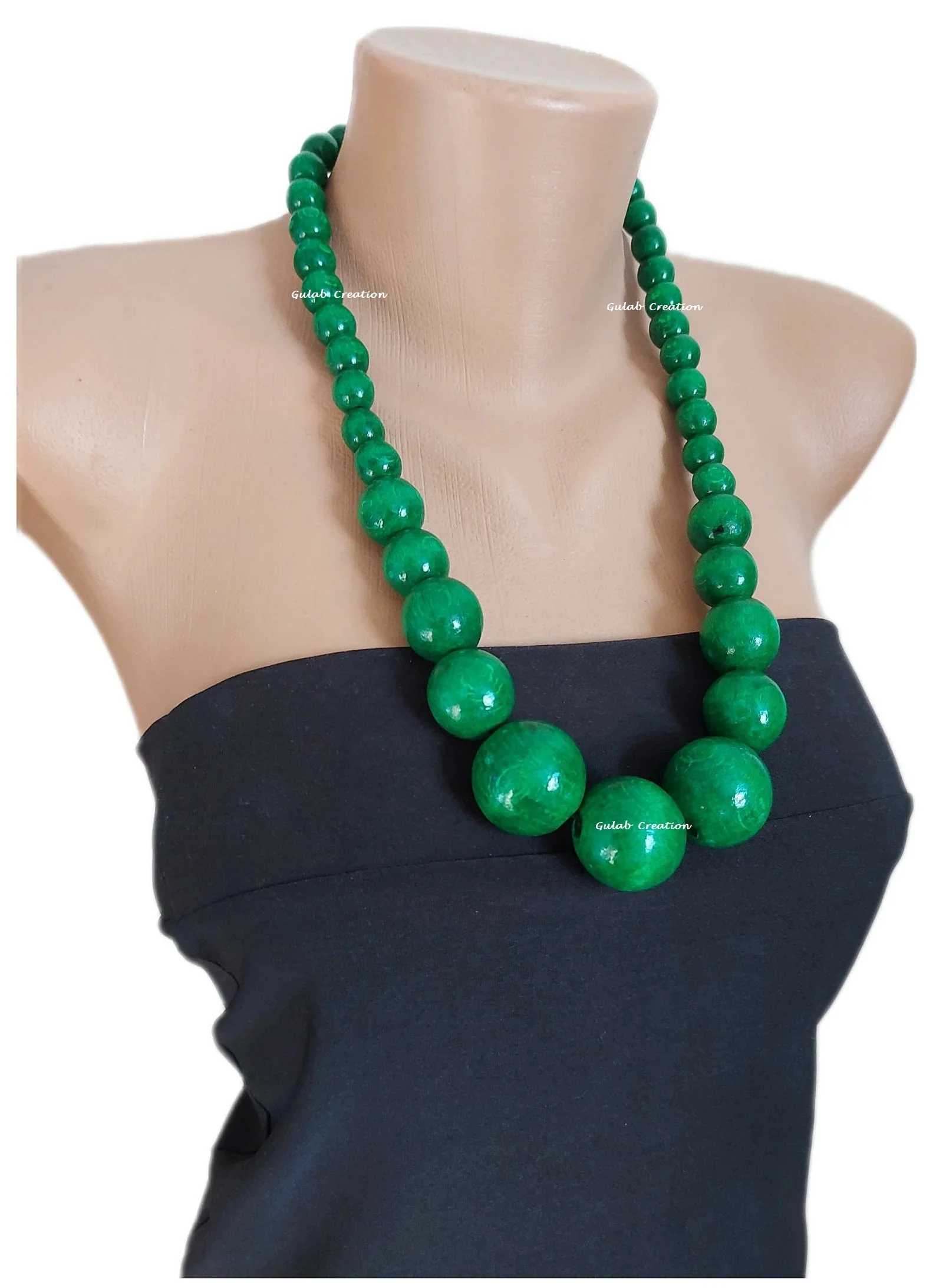 Eco friendly jewelry Red wooden Big bold bead Statement necklace available in all color at affordable rate By ZAMZAM IMPEX