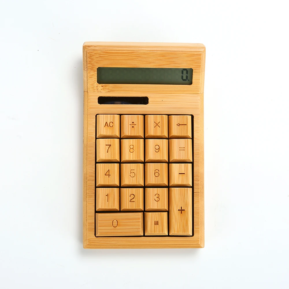 Custom 12 digits wooden Solar Power Bamboo Scientific Calculator