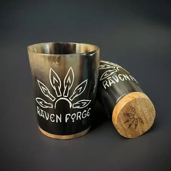 Natural Buffalo Horn Shot Glass OX/Buffalo Love Style Handcrafted Whiskey & Beer Drinkware by Agate Glass Manufacturer Exporter