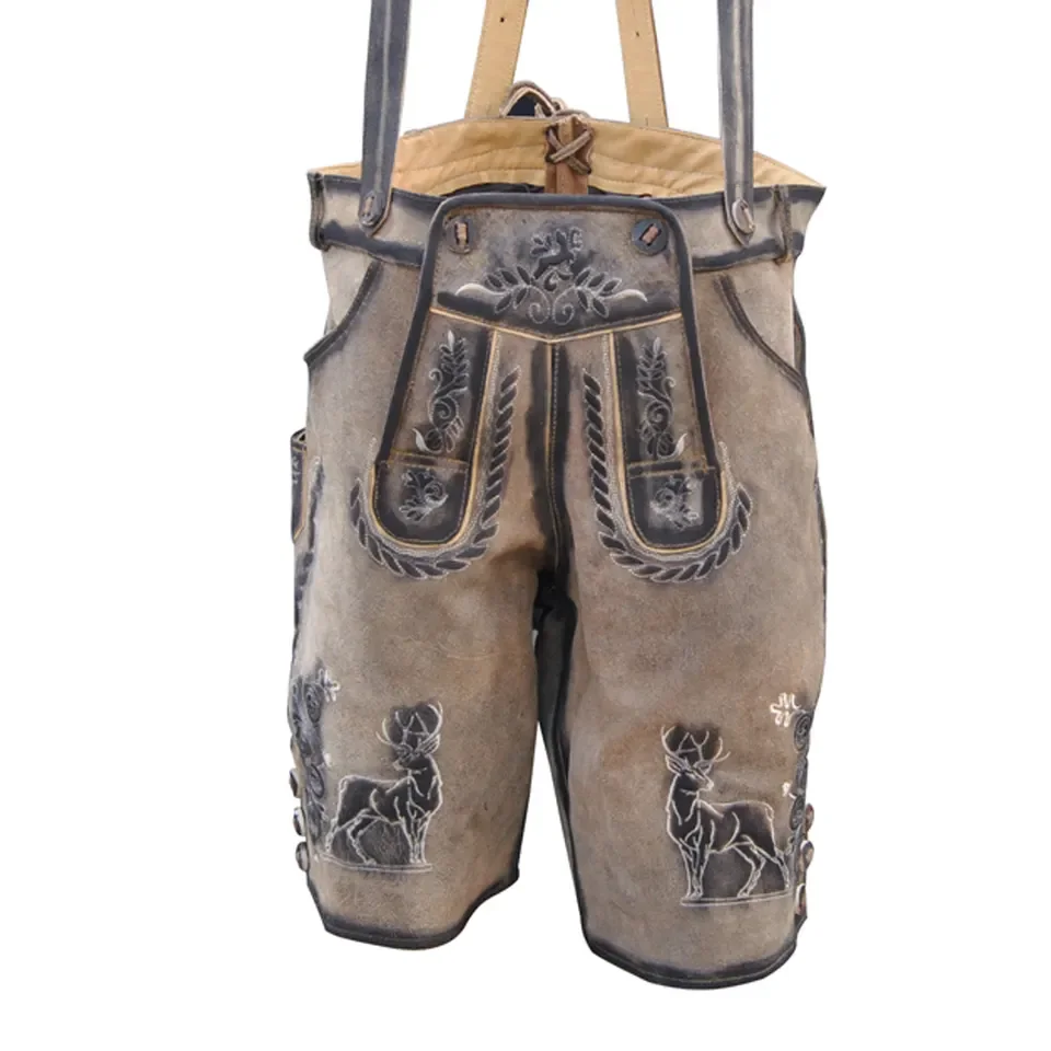 New Custom Bavarian Lederhosen German Wear Suede Leather Made Shorts and Long Traditional Pants Best Selling 2023