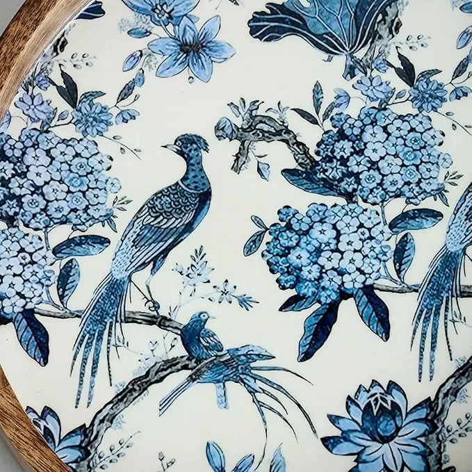 BEAUTIFUL WOOD TRAY PRINTED ENAMELLED WOODEN SERVING TRAY