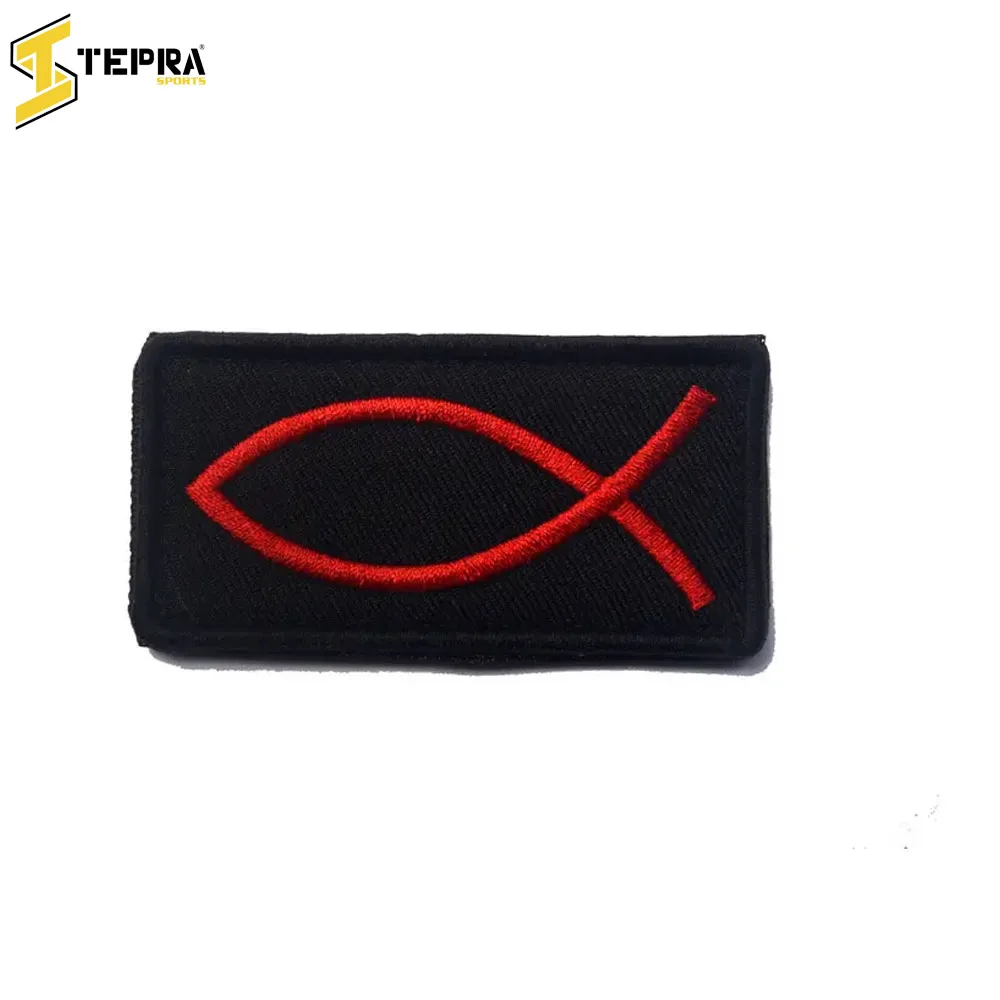 Christian Fish Symbol Tactical Emblem Badges Appliques Embroidered Patches For Clothing BY TEPRA SPORTS