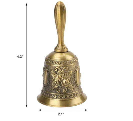 Solid Brass Hand Bell School Bell Call Service Bell with Wood Handle BRASS SOLID Handmade Customized  Hand Made