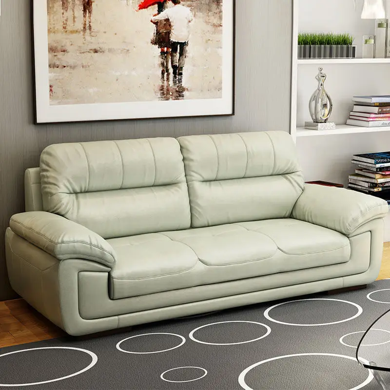 Ex-Factory Price Light Luxury European Style Office Leisure Sofa Living Room Leather Sofa Set