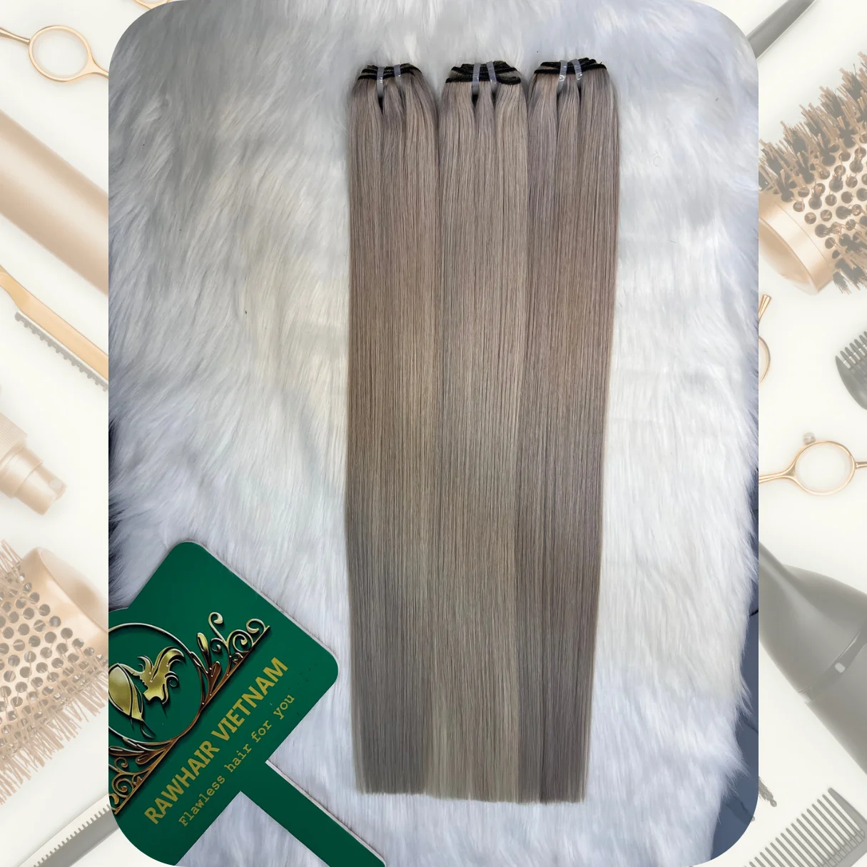 RTS Raw Hair Vietnam 100% Human Hair Real Manufacturer Customized Ginger and Gray Color Texture HD Silk for European
