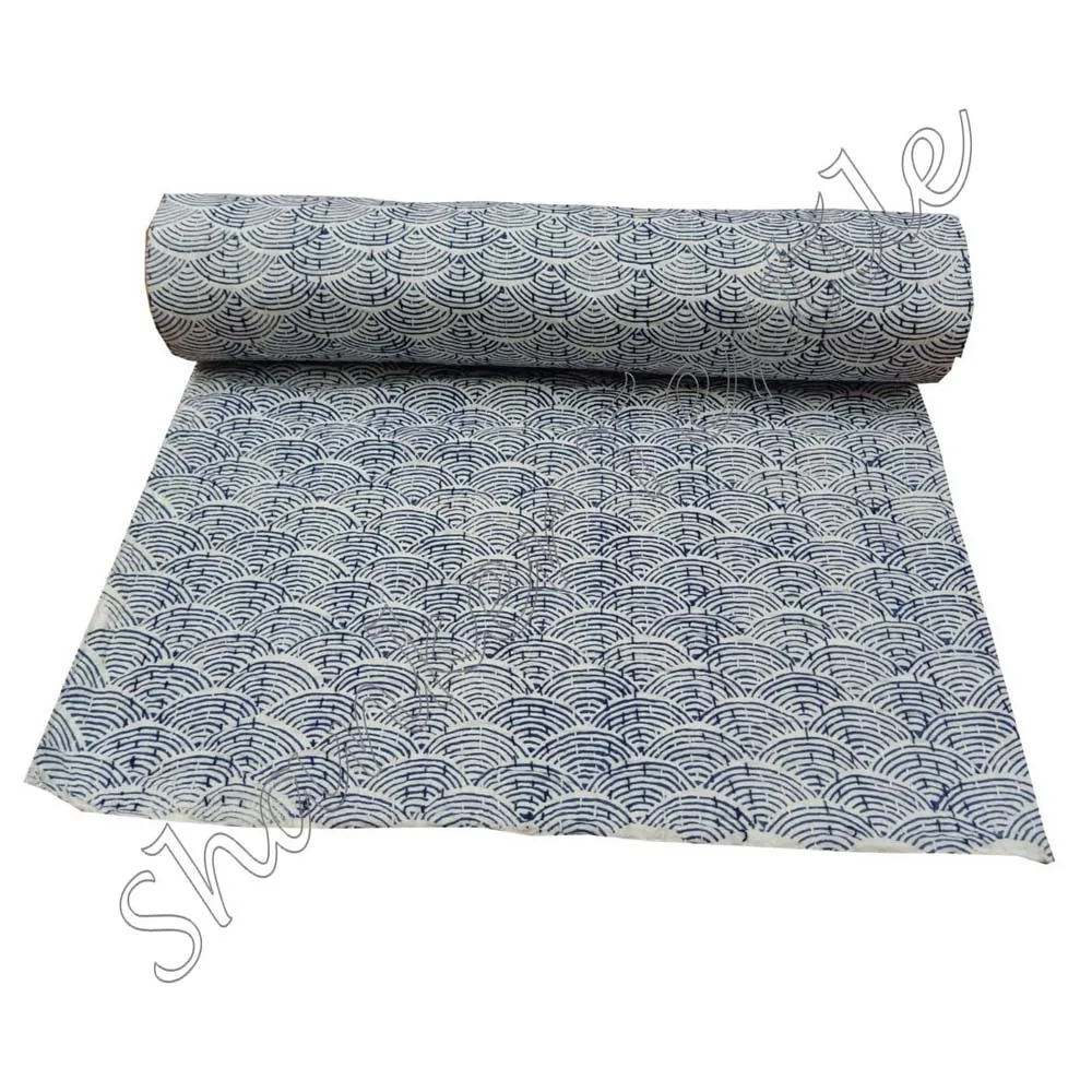 Cotton Kantha Handmade Reversible Kantha Quilt Bedspread Bedcover Old Throw Blanket Reversible Floral Bed Cover Quilt Queen Size