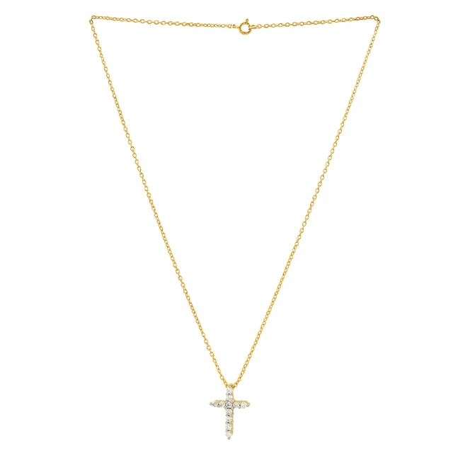 Latest collection design pure gold plated 925 sterling silver zircon white cross pendant manufacturer at wholesale price