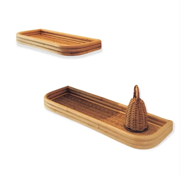 Cloud Floating Wall Shelf, Premium Wall Mount Rattan Wood Home Shelving