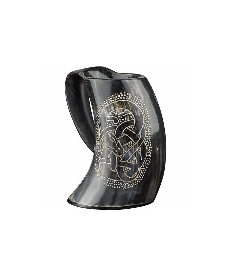 Horn Mug Best Quality For Beer Wine Viking Drinking Horn Mug For Best Selling Black Buffalo Horn Viking drinking mug good price