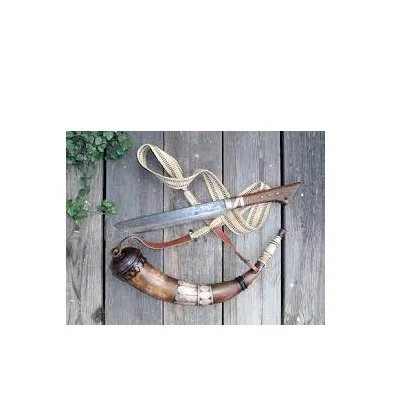 Powder horn with best quality and cheap price black Buffalo\ox powder horn for powder for unpolished for single packing