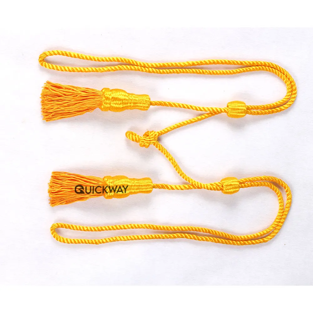 Custom Corded Lace Sewing Flat Round Wholesale Bugle cord with tassel Quality Metallic Gold Borlas Bolitas Tassels