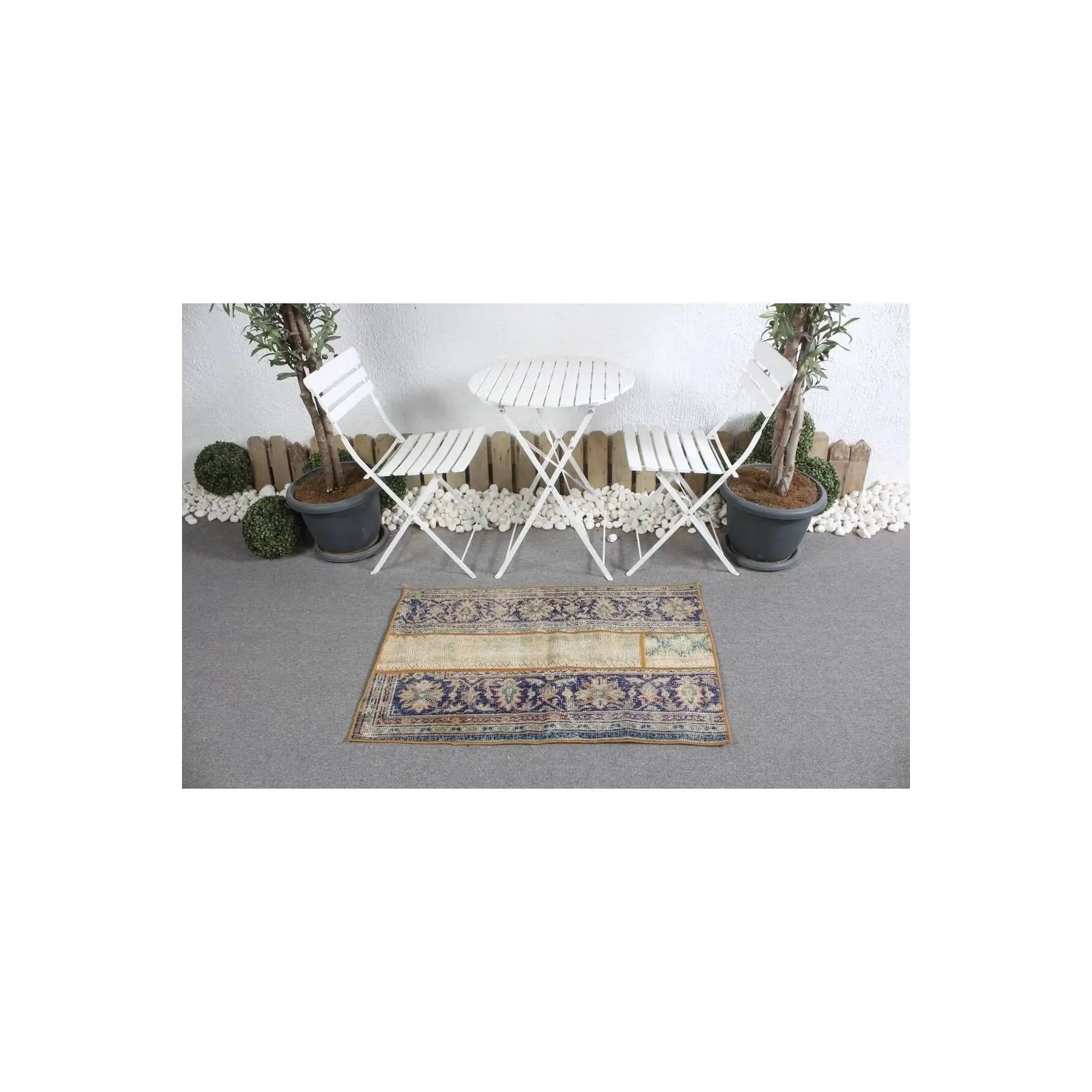 Hand Woven Carpet, Anatolian Carpet Blue, 74x110 Cm, Mat Carpet,
