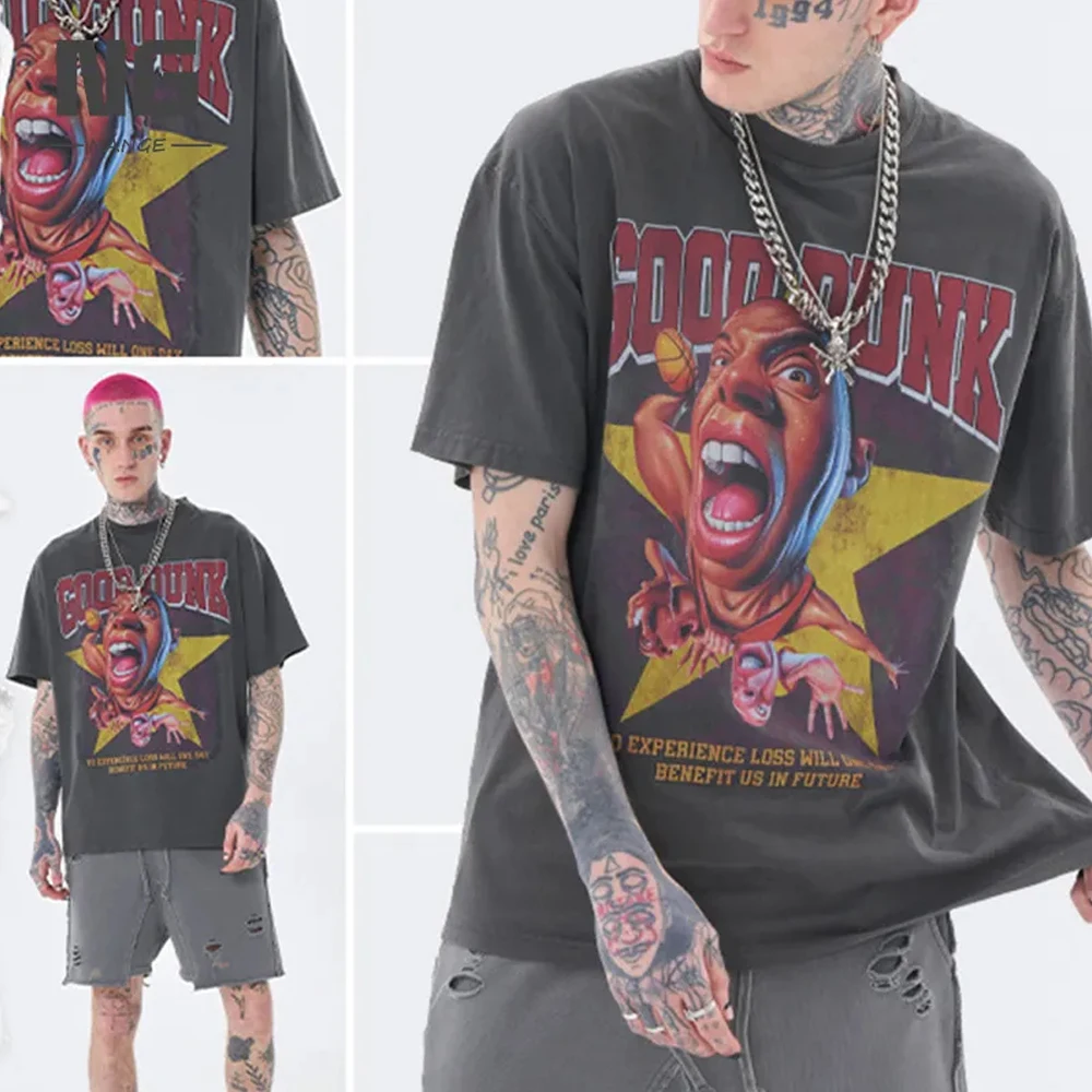 Buy Wholesale Acid Wash T Shirt Wholesale t shirt acid wash for Sale Man T Shirt Men Summer Oversized Anime Acid Washed Tshirt