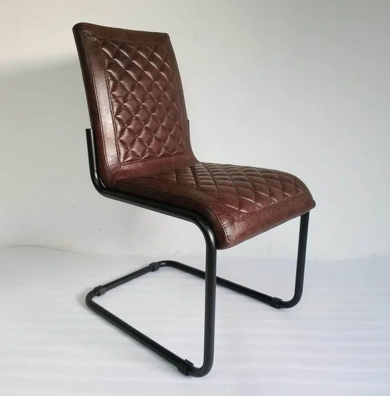 dark brown high quality microfiber black iron pipe chair upholstered kitchen dining chair