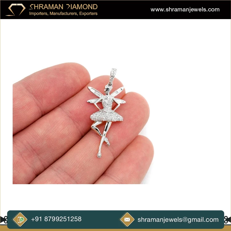 Excellent Quality IGL Certified 1 CTS and 11 Grams 14K Gold Plated Iced Out Ballerina Wings Custom Moissanite Diamond Pendant