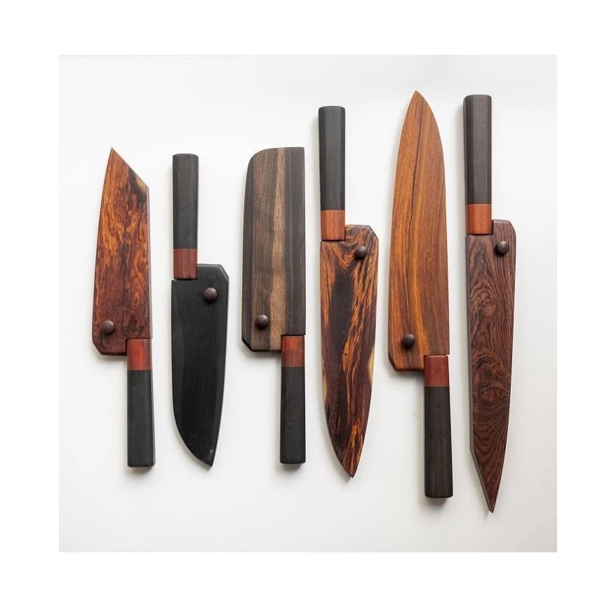 Kitchen Knives -  Wooden Handles And Blade Covers For Kitchen Knives - CLASSIC Type for Sale