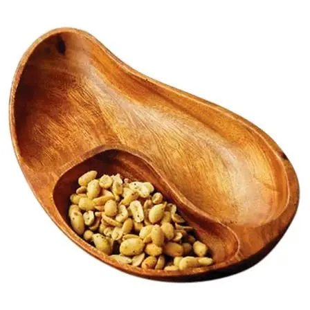 Dual Compartment Almond design Latest Design Hot selling Decorative Wooden Plater  For Decorative party Servings suitable