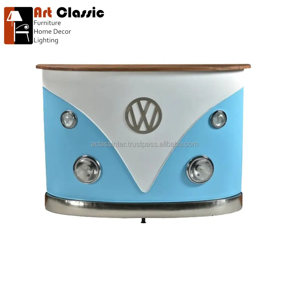 VW Blue Counter  Bar Table is Retro Volkswagon Van Rustic luxurious style bar furniture Vintage VW Combi Car Bar Counter