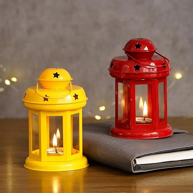 Best Quality Metal In Iron Color Enamel Candle Holder New Design Tabletop Decor Trendy High Finished Hot Selling Candle Lantern