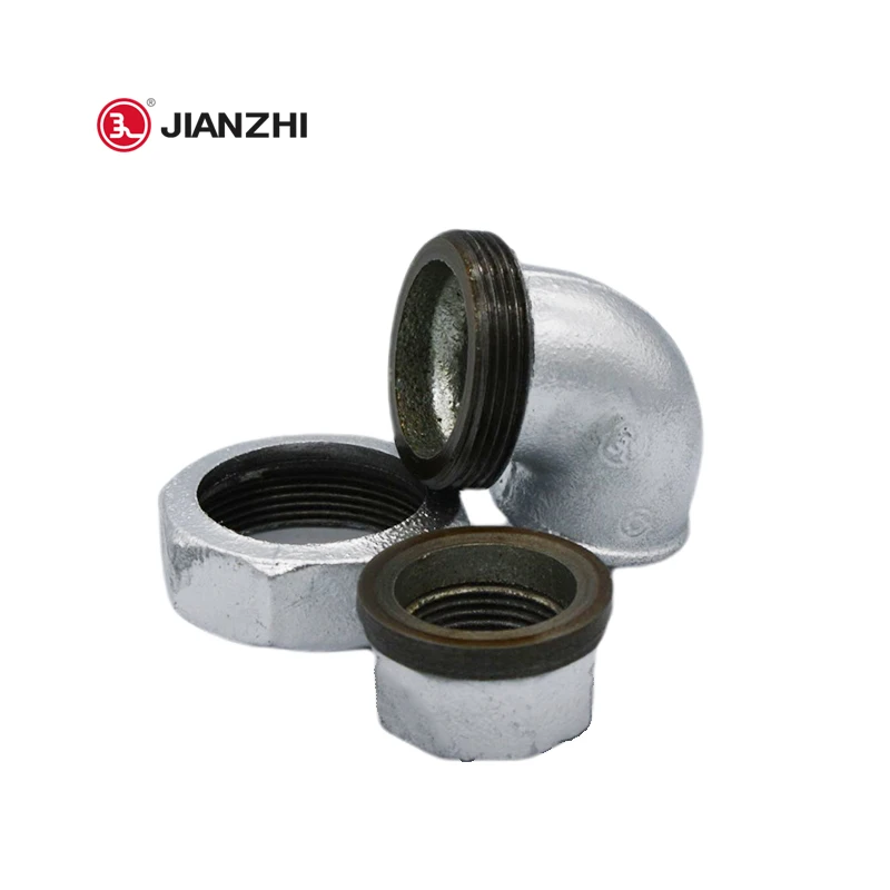 JIANZHI NPT BSPT threaded black pipe fittings galvanized malleable iron gi malleable iron galvanized plumbing materials