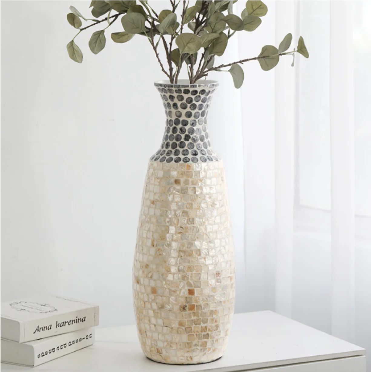 High Quality Design Vase Flower Mosaic Mother Of Pearl Elegant Style MOP Inlaid Vase Decor Dinner Table Living Room