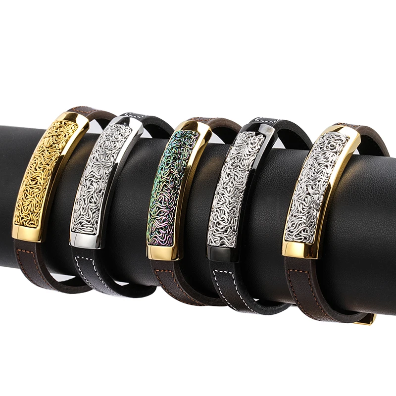 TIZTI Custom bracelet leather Manufacturer man fashion jewelry bracelets bangles stainless steel wire wholesale bracelet for men