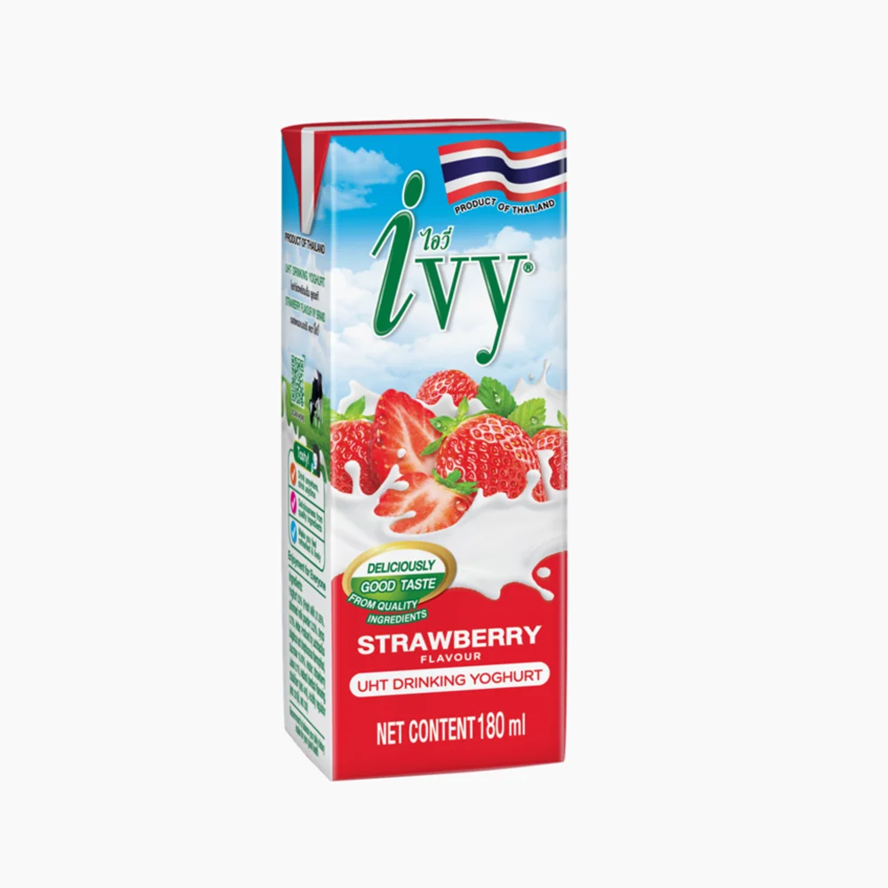 Ivy UHT Yoghurt Strawberry 180 milliliter Thai Product Delicious Taste With High Quality Ingredients From Thailand