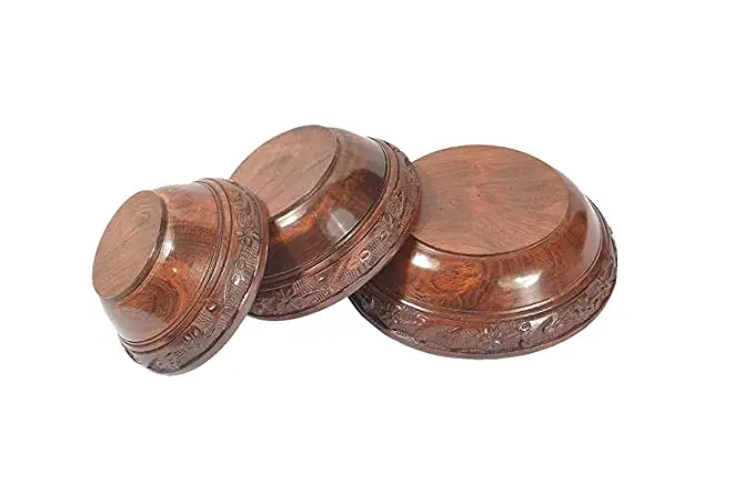 Acacia Wood Table Center Pieces Bowl for Serving Dry Fruits Salad Vegetables Soup Fish Bowl Indian Real Wood Handmade Bowls