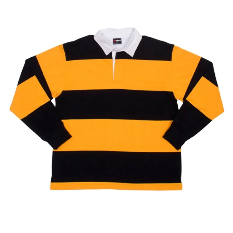 Wholesale custom striped rugby jersey adults kids fully dye sublimation printing polyester fabric long sleeve polo shirt