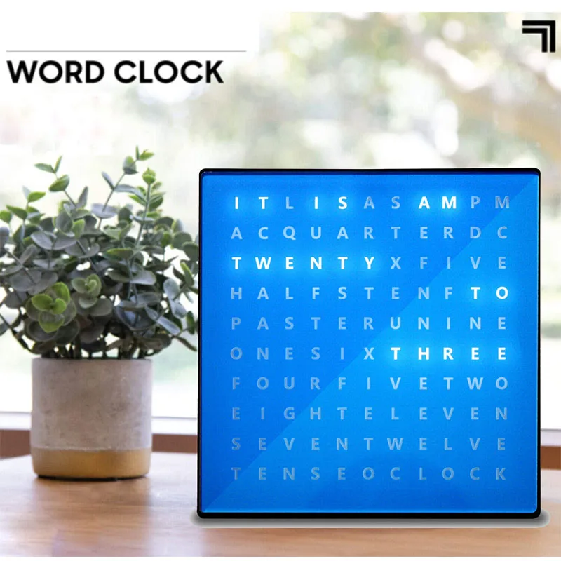 CHEETIE CP0401 Blue English Night Sleep Dimmable Glow USB AC Adapter Clock Wall Words with Instruction