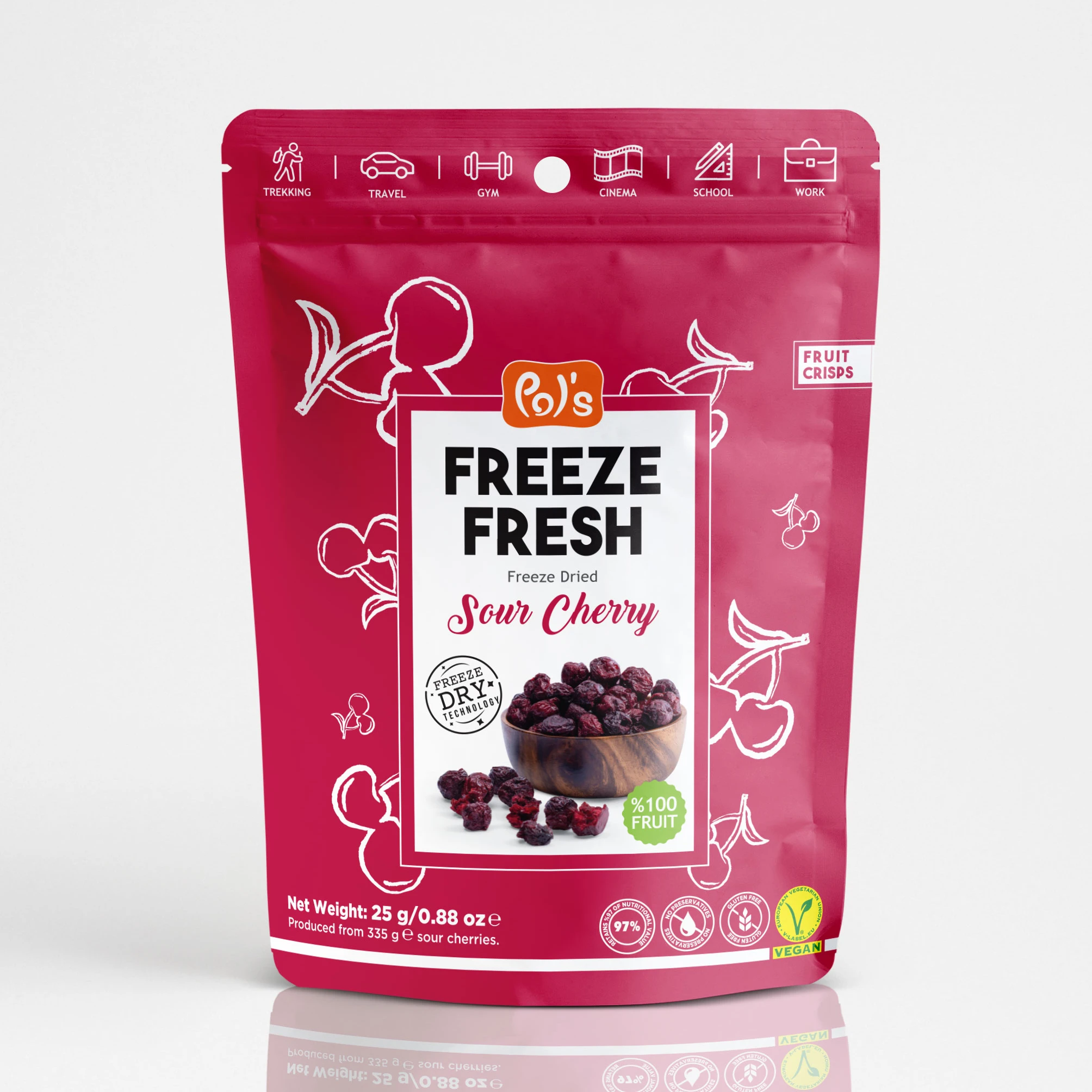 Organic Natural Gourmet Level Fresh Freeze Dried Sour Cherry Best Selling Grade Pure Fruit Healthy With 20g Packaging