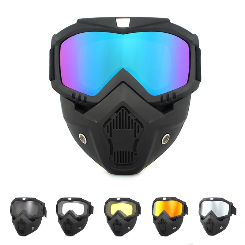 Adjustable Full Face Tactical Paintball Helmet Goggle Detachable Protective Motorcycle Riding Mask with Shield