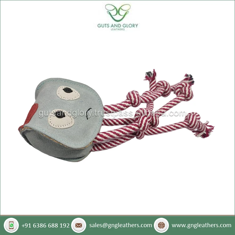 Wide Range of Pet Fun Play Dog Squeaky Toys/Dog Bite Toys GNG-PT3962A Suede Leather Squid with Rope Legs