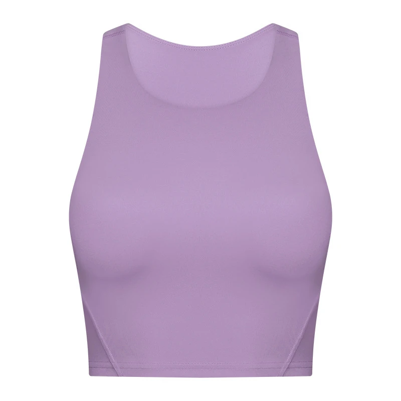 Nepoagym Women FLAME Crop Tank Top Bra High Neck Sport Top with Built in Bra Racerback Workout Tanks for Running Yoga Fitness