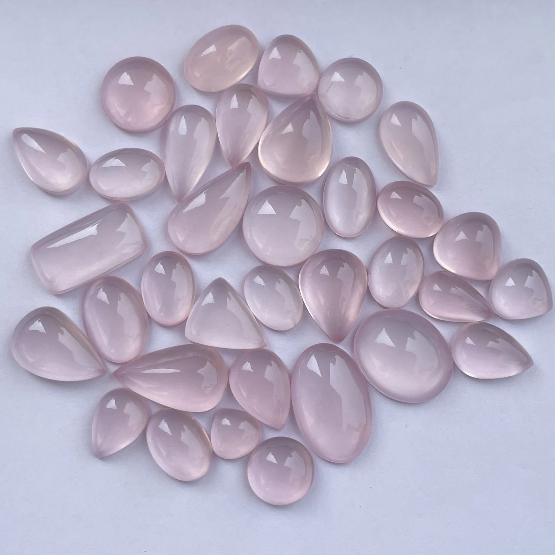 10mm 20mm Natural Dark Pink Rose Quartz Smooth Cabochon Top Clean AAA Quality Bulk Wholesaler For Jewelry Making Ring Pendant